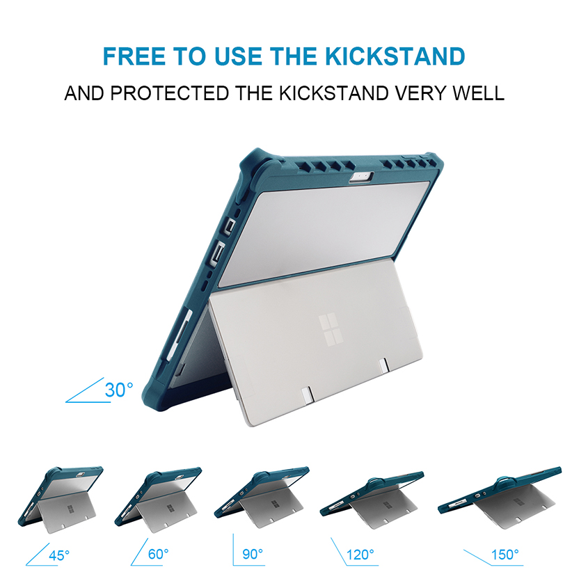 Hard Case for Microsoft Surface Pro 7 Plus/Pro 7/ Pro 6/ Pro 5/ Pro LTE, Shockproof Folio Protective Rugged Cover Compatible with Type Cover Keyboard + Original Kickstand (Frost Clear)
